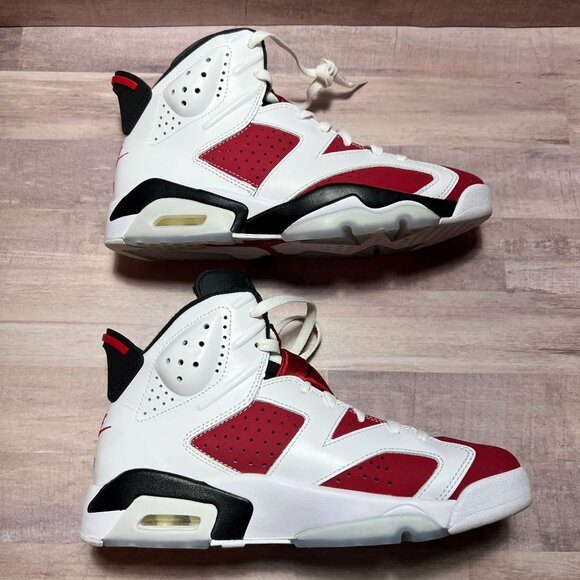 Air Jordan 6 Retro White/Carmine-Black Mens Sneakers Size 7.5 main image 9